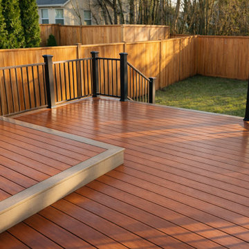 Two-Level Composite Deck with Aluminum Railings in Lacey