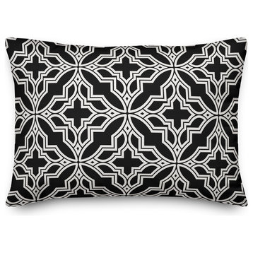 Black and White Geo Quatrefoil 14x20 Lumbar Pillow