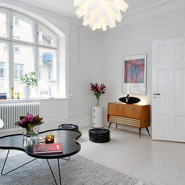 Modern NYC Apartment Style Living Room Design Idea with NORM 69 Pendant Light