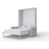 Invento Vertical Murphy Bed with a Sofa, White/White/Beige