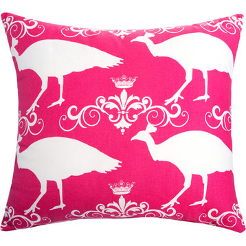 Peacock Crown Accent Pillow, Candy Pink