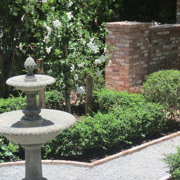 Garden fountain and brick columns