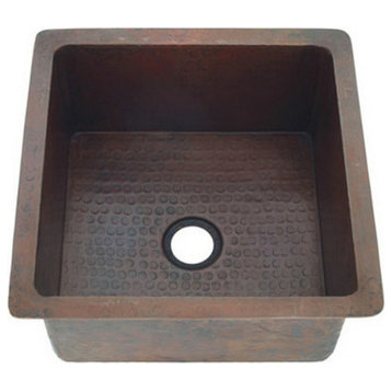 15" Square Copper Bar-Prep Sink With Squared Corners