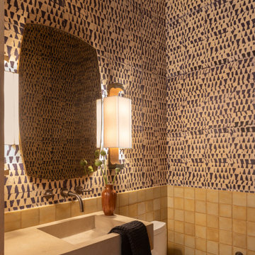 West Austin Powder Room with Limestone Vanity