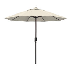 9' Bronze Auto-tilt Crank Aluminum Umbrella, Beige Olefin
