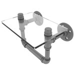 Allied Brass - Pipeline Toilet Tissue Holder with Glass Shelf, Matte Gray - The Pipeline collection is the latest innovation for bathroom fittings from the Allied Brass Brand of products. This toilet tissue holder gives the industrial look of pipe fittings while blending aptly with both modern and traditional bathroom decor. Toilet Paper holder with glass shelf above the roll provides a handy space to hold just about anything. This accessory is powder coated with lifetime materials to provide a decorative and clean finish. No wonder, this toilet tissue holder gives continual service for years without any trouble. The choice of superior materials makes this item free from corrosion and rust. Toilet paper holder mounts firmly with color coordinating screws and comes with a limited lifetime warranty.