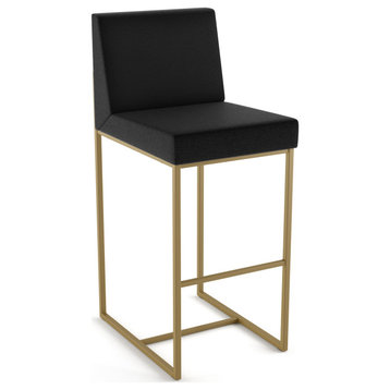Amisco Derry Counter and Bar Stool, Charcoal Grey Boucle Polyester / Golden Metal, Bar Height