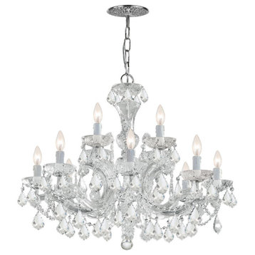 Maria Theresa 12-Light 26" Traditional Chandelier in Polished Chrome with Clea