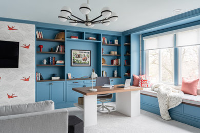 Inspiration for a transitional home office remodel in Chicago