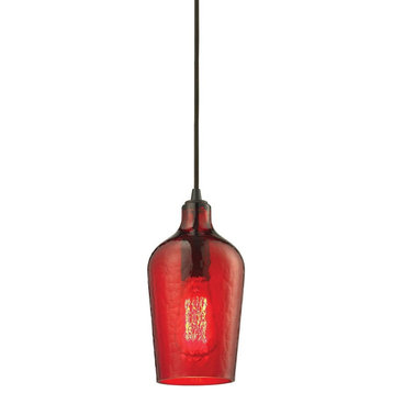 One Light Mini Pendant-Hammered Red Glass Color - Pendants - 2499-BEL-1664318