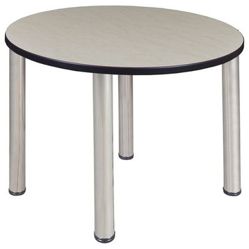 Kee 36" Round Breakroom Table, Maple/Chrome