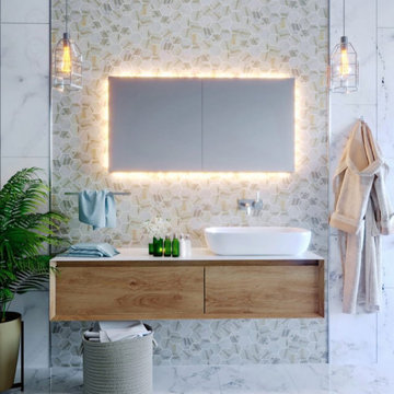Sustainable Bathroom Design With Recycled Glass Hex Tiles