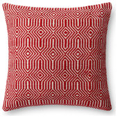 Outdoor Pillows with Insert Red Geometric Patio Accent Throw