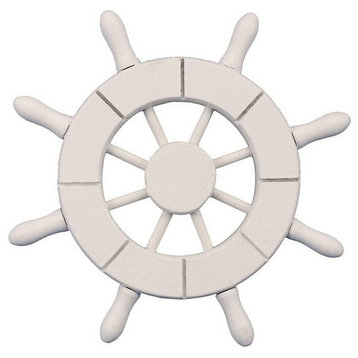 White Decorative Ship Wheel 6'', Boat Steering Wheel Decoration, Wooden Ships