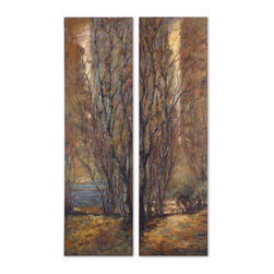 www.essentialsinside.com:  tree panels wall art, set of 2 - Artwork