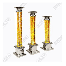 GOLDEN GRID CANDLE STANDS - Candles & Candle Holders