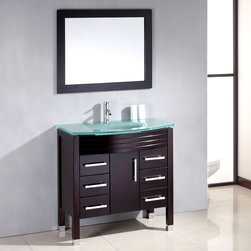 Contemporary 36 inch Glass Single Sink Bathroom Vanity - Bathroom Vanities And Sink Consoles