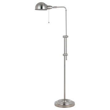 60W Croby Pharmacy Floor Lamp, Brushed Steel Finish