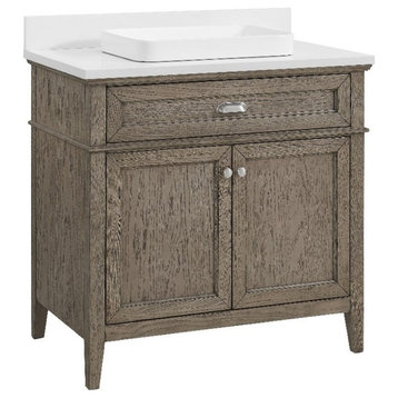 Nicole Curtis Northville 36" Vanity in Rustic Taupe Oak with Pure White Top
