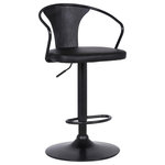 Armen Living - Nalgene Adjustable Barstool, Black Powder Coated With Black Faux Leather - The Armen Living Nalgene contemporary adjustable barstool is a medium back stool that features an attractive, yet adaptable aesthetic frame design. A wonderful choice for both the kitchen and the home bar setting, the Nalgene comes with a 360 degree swivel seat and adjustable height mechanism, allowing you to transform the stool from a 26 inch counter to a 30 inch bar height with ease. The Nalgene's Black Powder Coated finish steel frame assures an unmatched degree of durability while complimenting the unique Black Brushed Wood reinforced seat design. Padded with foam, the Nalgene's Faux Leather upholstered seat offers exceptional support that is further enhanced by the stool's added footrest. The Nalgene's sleek column frame is beautiful and in keeping with contemporary design sentiments. An excellent choice for any modern home, the Nalgene is sold with your choice of a Black or Grey Faux Leather upholstered seat.