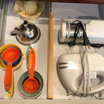 Kitchen Drawer Measure and Small Appliance Organizing - AFTER