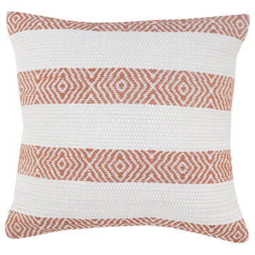 Intricate Geometric Striped Throw Pillow, Apricot
