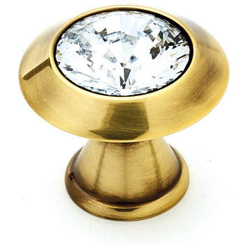 Alno C214 Crystal Series 1.25" Luxury Solid Brass Cabinet Knob - Polished