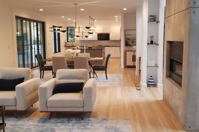 Example of a trendy living room design in New York