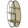 Open Cane and Bronze Dimensional Design Metal and Wood Shelf Wall Hanging