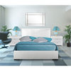 Camden Isle Hindes Upholstered Platform Bed in White King with 2 Nightstands