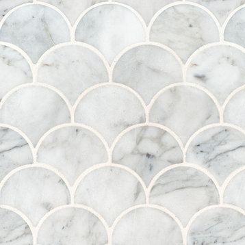 Calacatta Blanco Scallop Polished Marble Pattern Marble