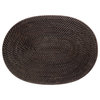 Laguna Oval Rattan Placemat. Espresso, Set of 2