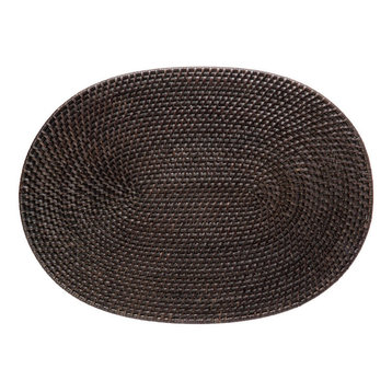 Oval Rattan Placemat in Espresso, Set of 2