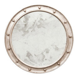 Worlds Away Federal Silver Leaf Round Mirror - Bathroom Mirrors