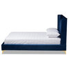 Baxton Studio Valery Tufted Velvet Fabric Platform King Bed in Navy Blue