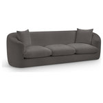 Meridian Furniture - Penelope Upholstered Sofa, Grey, Chenille Fabric - Discover the sophisticated charm of the Penelope sofa, crafted in luxurious soft grey chenille fabric. This elegant piece features a solid wood inner frame for durability and a contemporary design that elevates any space. Included pillows enhance its comfort and style, making it an ideal centerpiece for gatherings. Transform your home with the true embodiment of refined taste and timeless beauty.