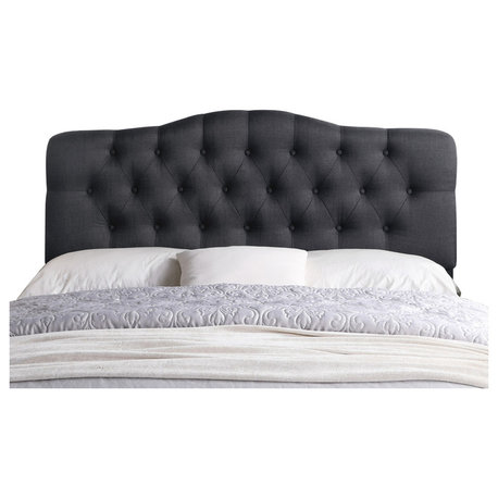 Charlotte Upholstered Panel Headboard, Charcoal, Queen