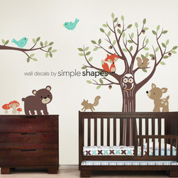 Tree with Forest Friends Decal Set - Kid's Nursery Room Wall Sticker - Kids Wall Decor