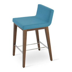 DALLAS WOOD COUNTER/WALNUT-TURQUOISE CAMIRA WOOL - Bar Stools And Counter Stools