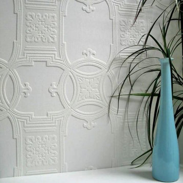 Brewster RD01600 Early Victorian Paintable Textured Vinyl Wallpaper white