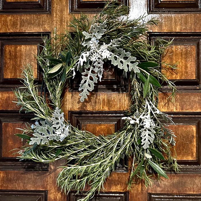 Homemade Wreath of Rosemary and Dusty Miller