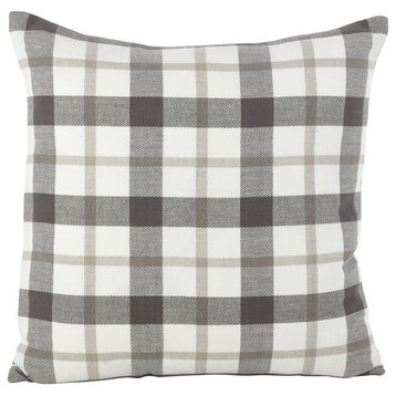 Tartan Plaid Pattern Traditional Down Filled Throw Pillow, Gray, 20"x20"