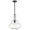 Bettina 13.37" Glass and Metal LED Pendant, Clear, Oil Rubbed Bronze