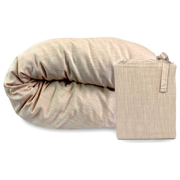 BedVoyage Melange Rayon Bamboo Cotton Duvet Covers, Sand, Queen