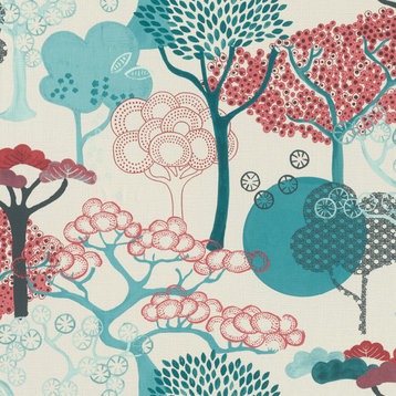 Misaki Red Trees Wallpaper, Swatch
