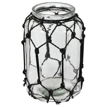 Vickerman Fq194410 10.3" Glass Jar With Black Rope