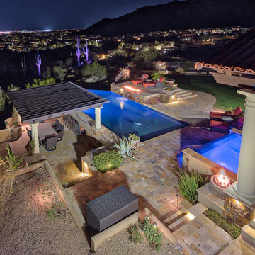 North Scottsdale Modern Backyard with Negative Edge Pool