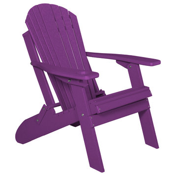 Poly Lumber Folding Adirondack Chair With Cup Holder, Bright Purple, No Smart Phone Holder