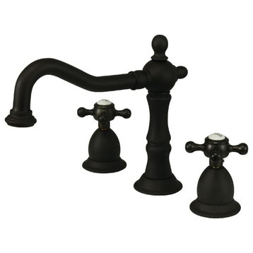 Widespread Bathroom Faucet, 2 Crossed Levers & Ceramic Disc, Oil Rubbed Bronze