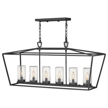 Hinkley Alford Place 40" Outdoor Open Linear Chandelier, Museum Black